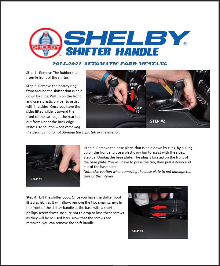 Shelby Auto Shifter installation